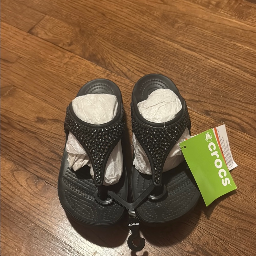 Women’s Black Croc Sandals